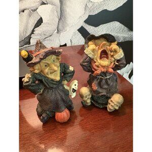 Vintage Pair of Witches CORNERSTONE CREATIONS Halloween Figurines  5”